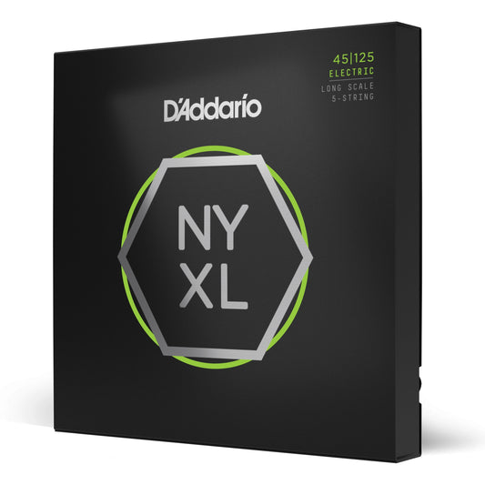 D'Addario NYXL45125 Nickel Wound Bass Guitar Strings, 5-String Lt Top / Med Btm, 45-125, Long Scale