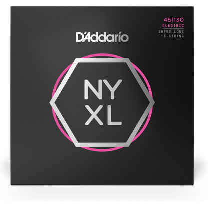 D'Addario NYXL45130SL Nickel Wound Bass Guitar Strings, Regular Light 5-String, 45-130, Super Long Scale