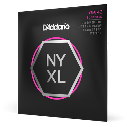 D'Addario NYXL Nickel Wound Electric Guitar Strings – Double Ball End – Super Light – 9-42