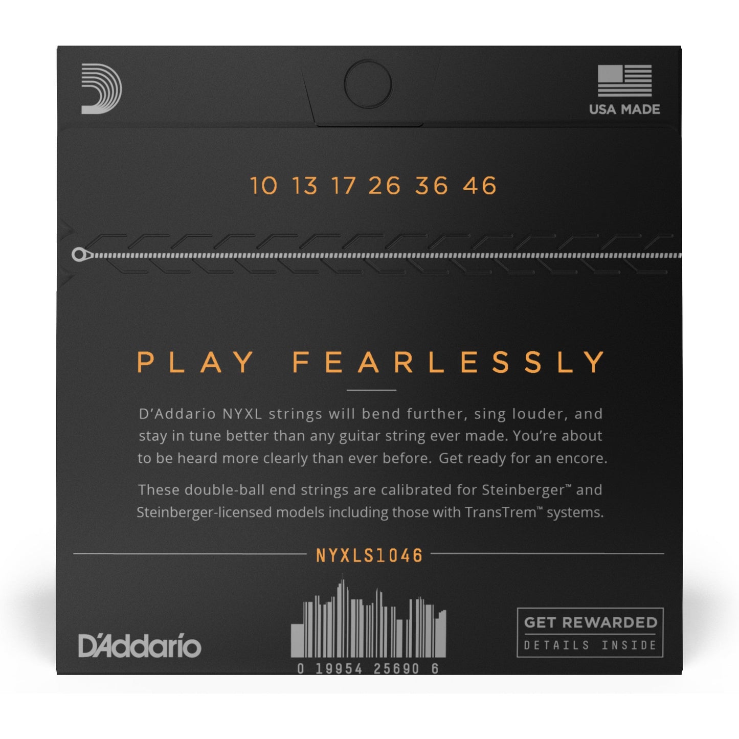 D'Addario NYXLS1046 Nickel Wound Electric Guitar Strings, Regular Light, Double Ball End, 10-46