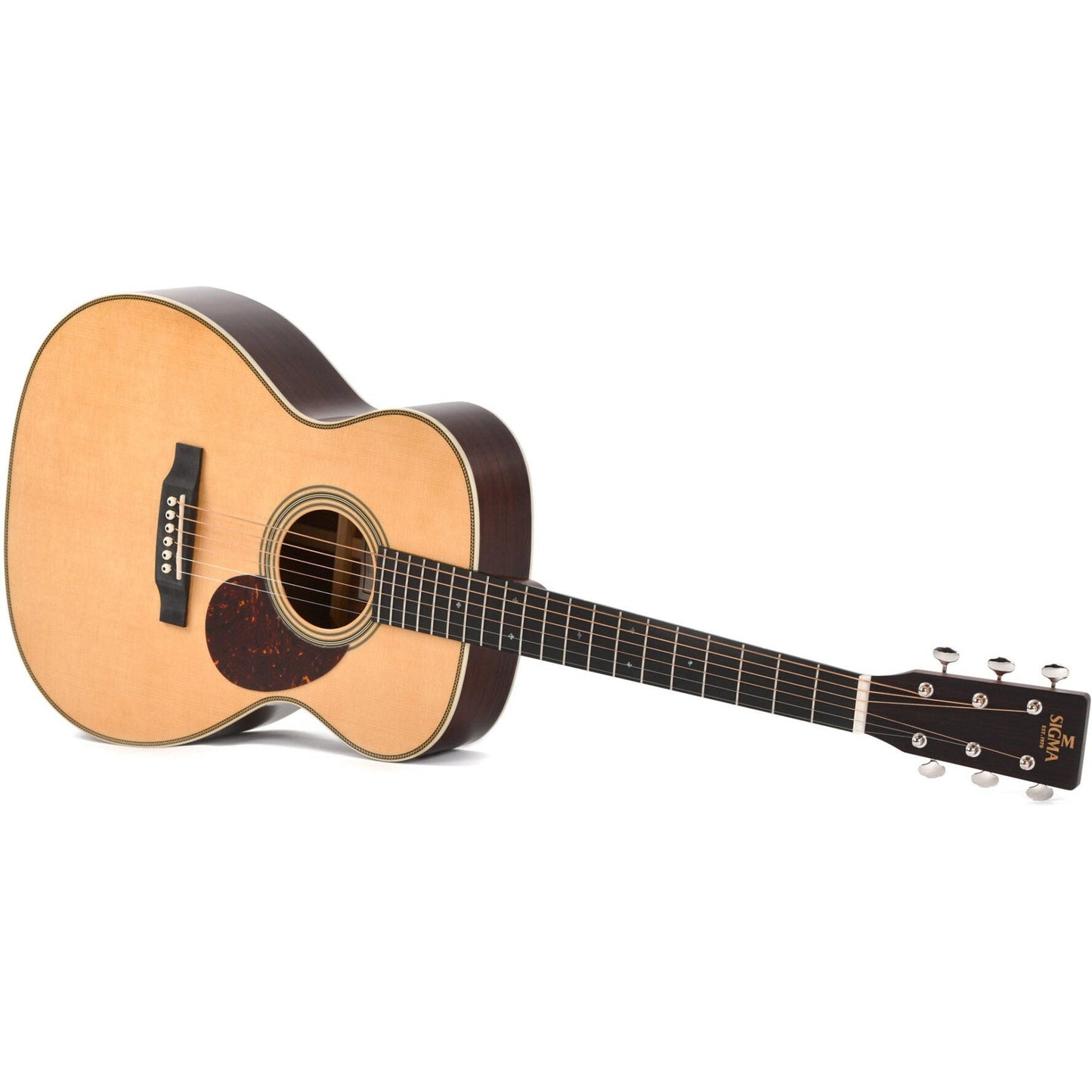 Sigma OMT-28H OM Acoustic Guitar Solid Spruce Top - Tilia Back and Sides - Herringbone - Gloss