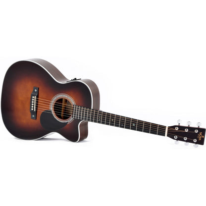 Sigma OMTC-1E-SB OM Acoustic Guitar Solid Spruce Top Cutaway - Tilia Back and Sides - Gloss Sunburst