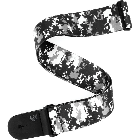 D'Addario Polyester Digital Camo Guitar Strap, Black