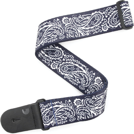 D'Addario Woven Guitar Strap, Paisley, Blue