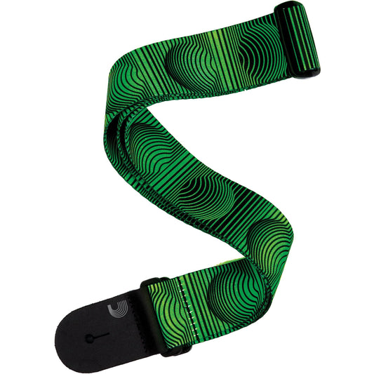 D'Addario Polyester Guitar Strap, Optical Art Green Orbs