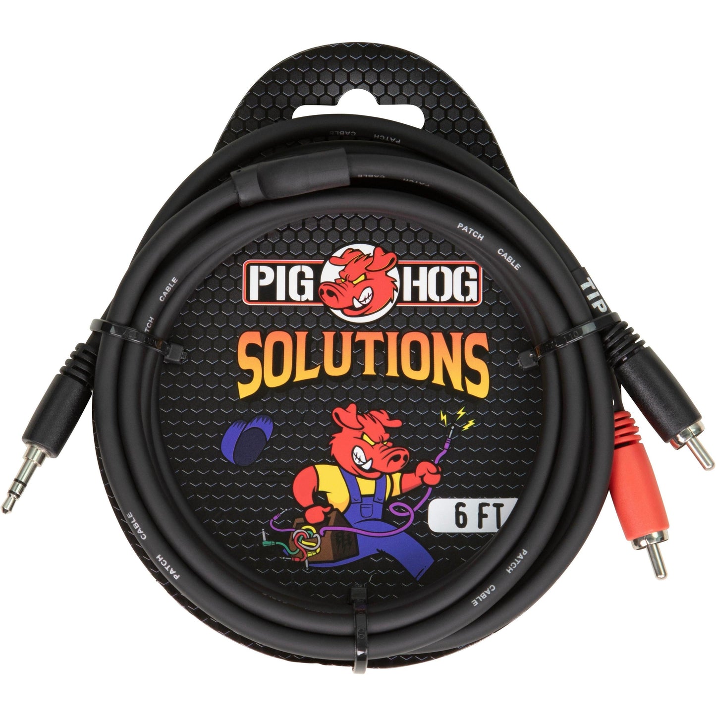 Pig Hog Solutions - Stereo Breakout Cable 3.5mm (Male) Stereo to Dual RCA (Male) - 6 Foot