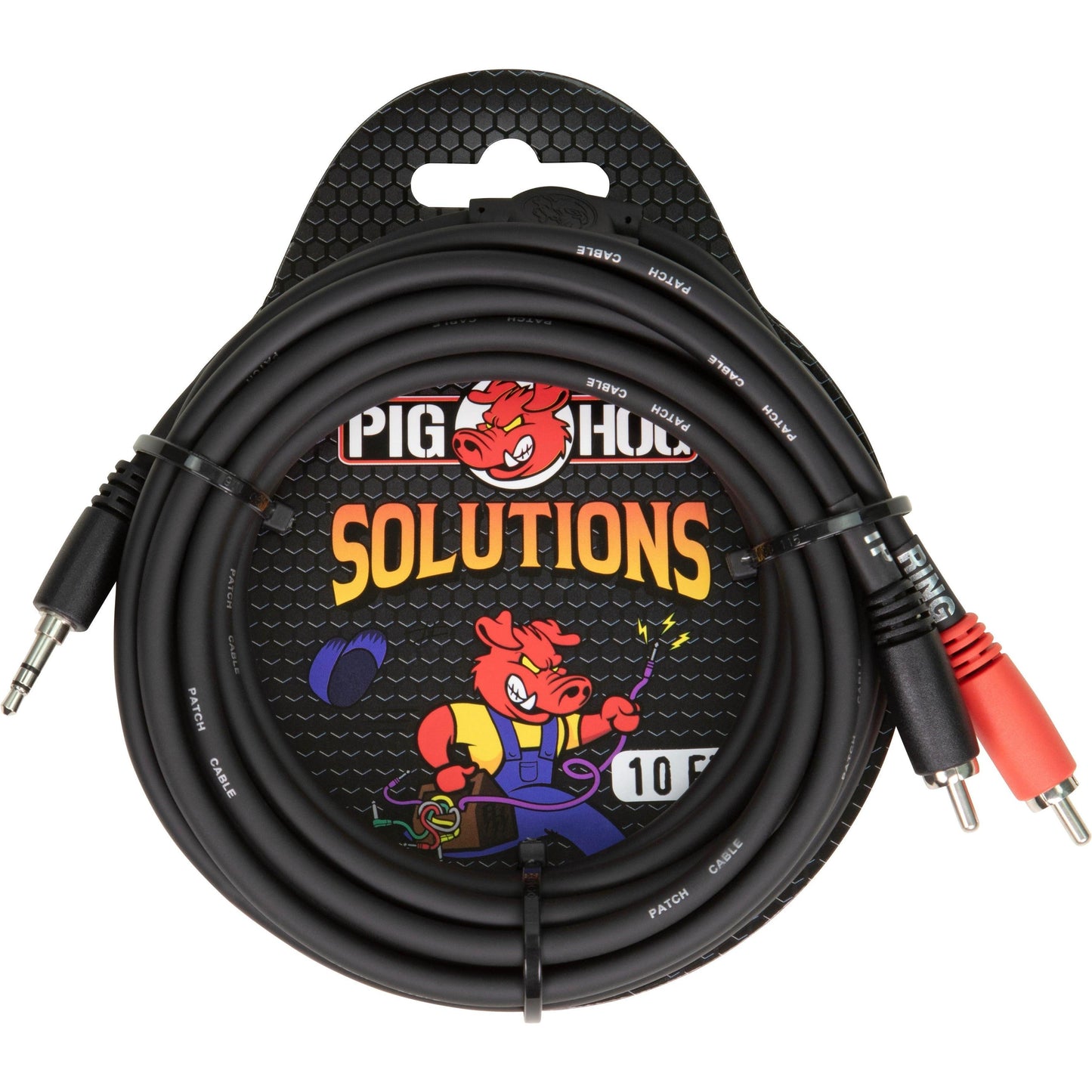 Pig Hog Solutions - Stereo Breakout Cable 3.5mm (Male) Stereo to Dual RCA (Male) - 10 Foot