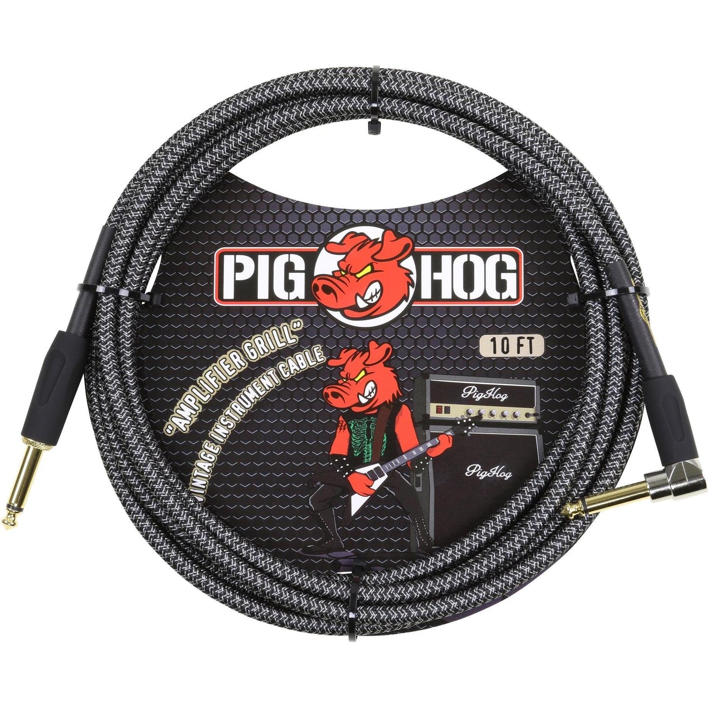 Pig Hog "Amplifier Grill" Instrument Cable - 10 Foot - Right Angle