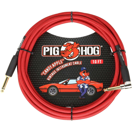 Pig Hog "Candy Apple Red" Instrument Cable - 10 Foot - Right Angle