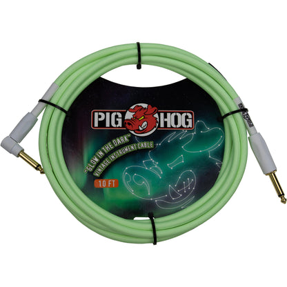 Pig Hog Glow In The Dark Instrument Cable - 10 Foot - Right Angle
