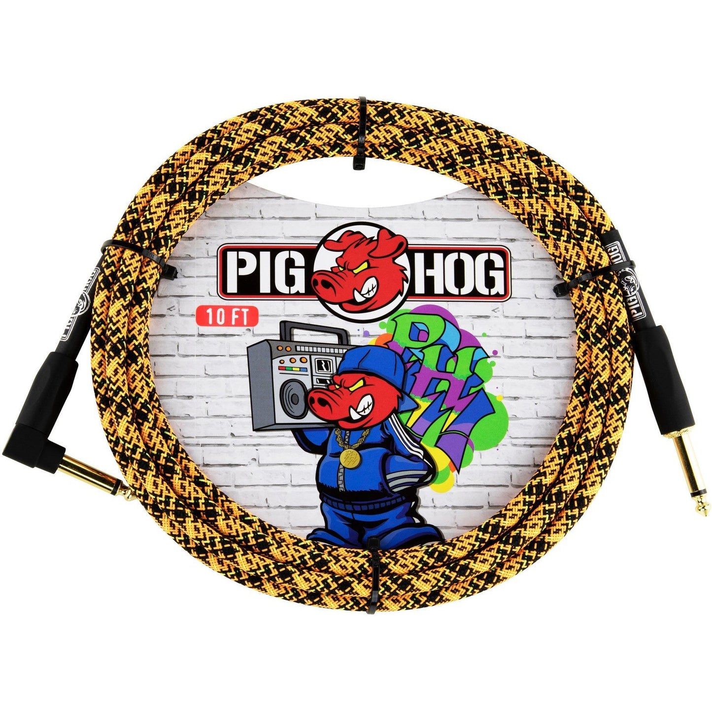 Pig Hog "Graffiti Orange" Instrument Cable, 10 Foot Right Angle