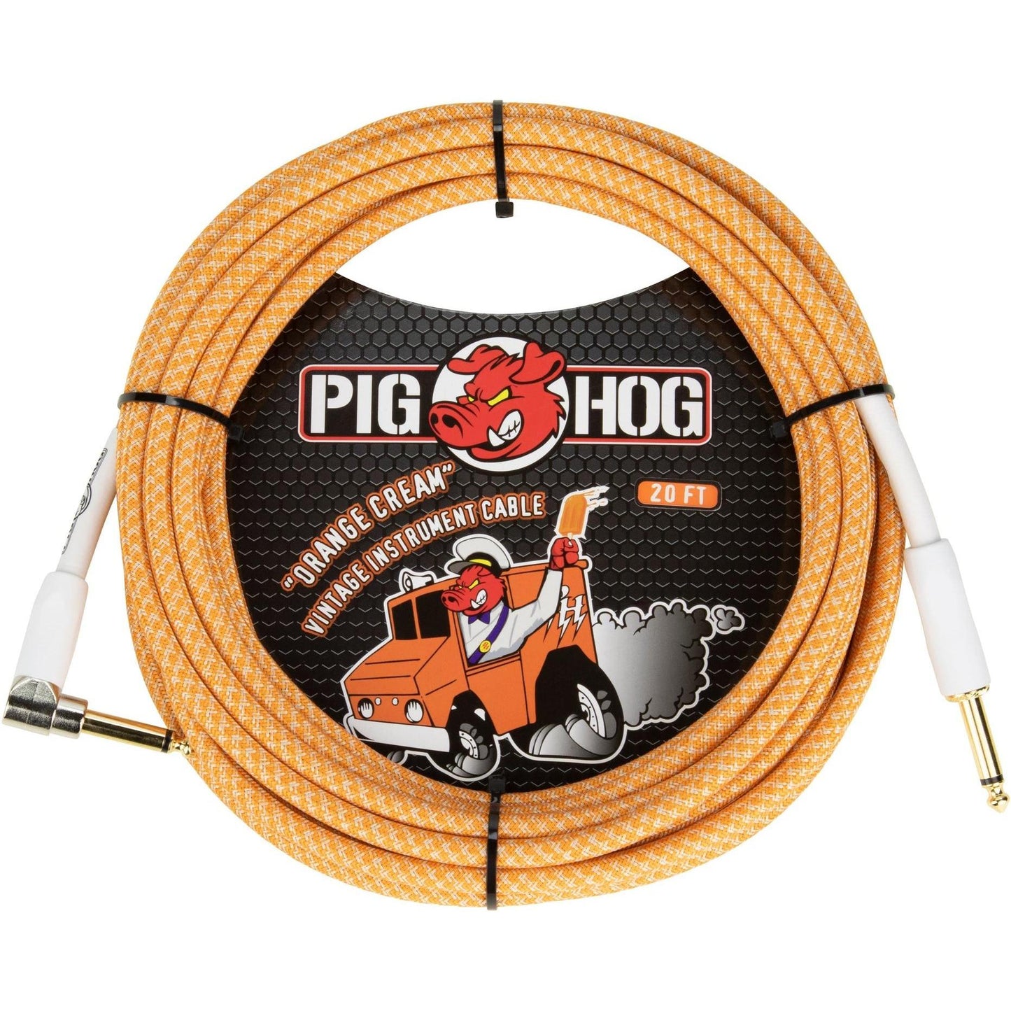 Pig Hog "Orange Crème 2.0" Instrument Cable - 20 Foot - Right Angle