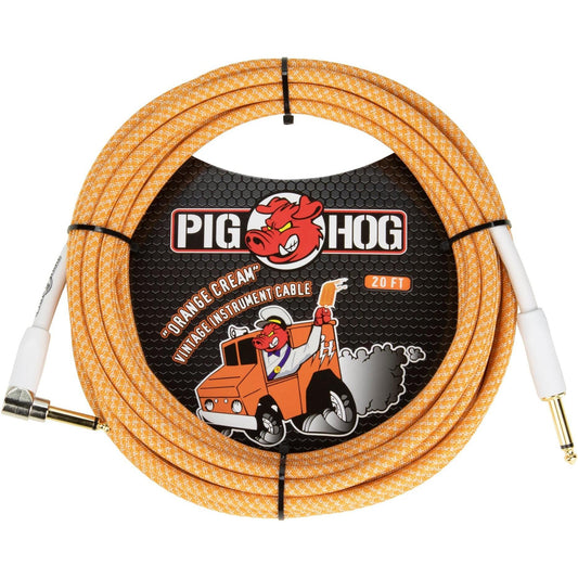 Pig Hog "Orange Crème 2.0" Instrument Cable - 20 Foot - Right Angle