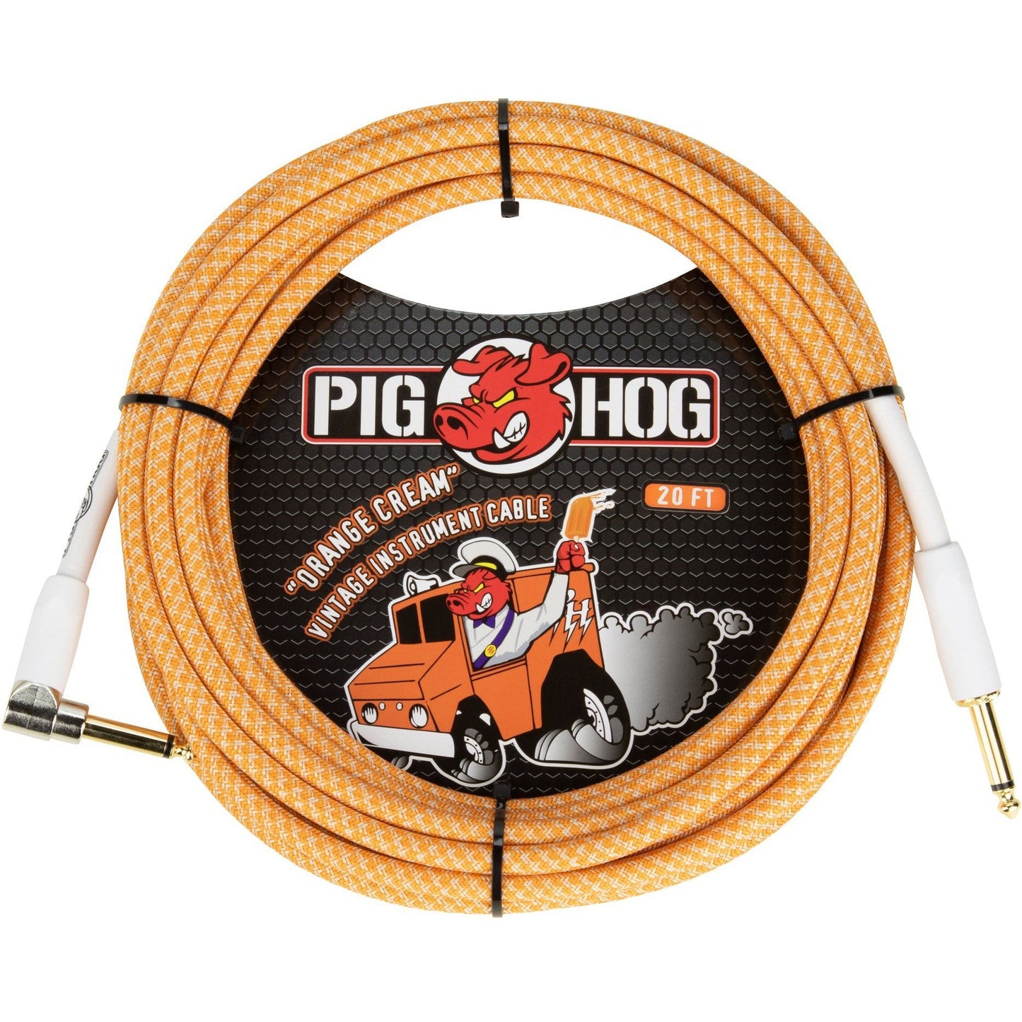 Pig Hog "Orange Creme" Instrument Cable, 20 Foot Right Angle