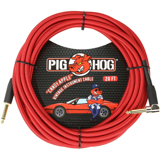 Pig Hog "Candy Apple Red" Instrument Cable, 20 Foot Right Angle