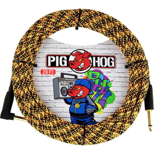 Pig Hog "Graffiti Orange" Instrument Cable, 20 Foot Right Angle