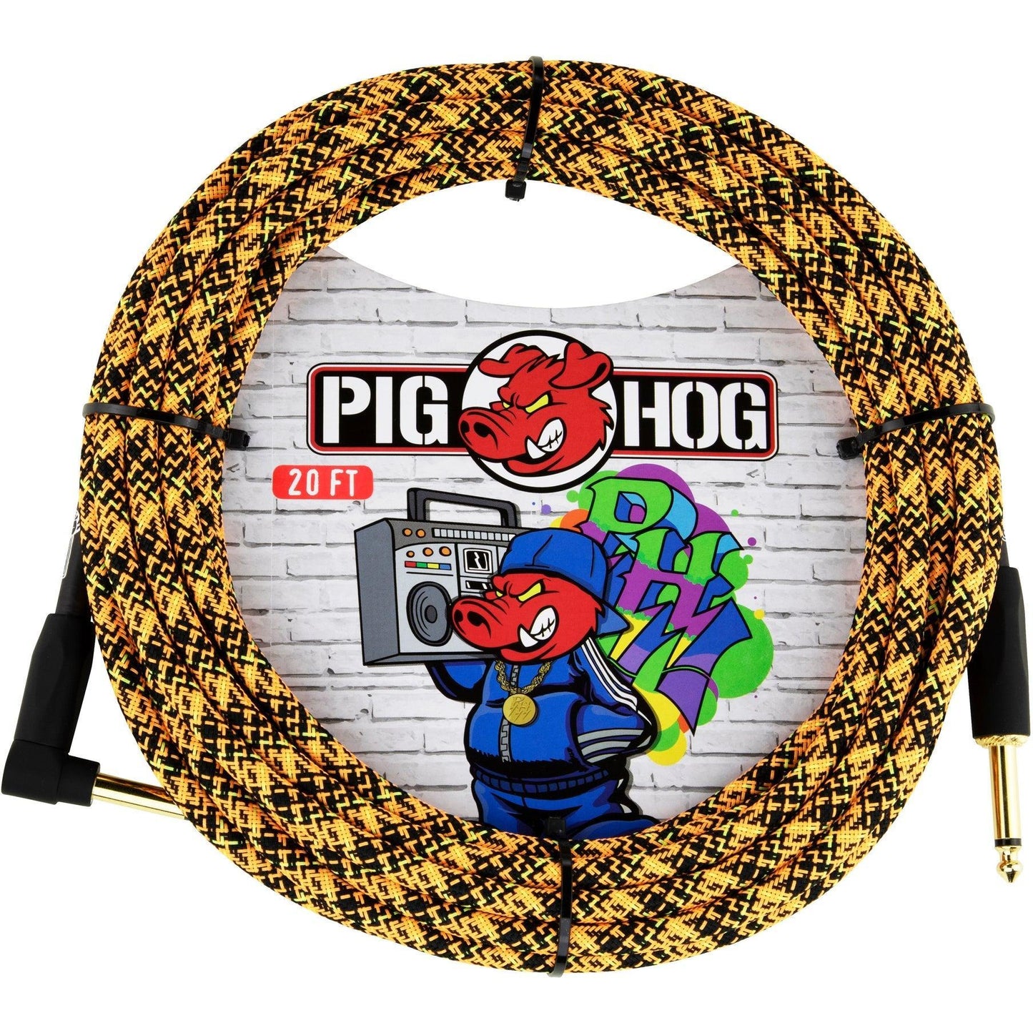 Pig Hog "Orange Graffiti" Instrument Cable - 20 Foot - Right Angle