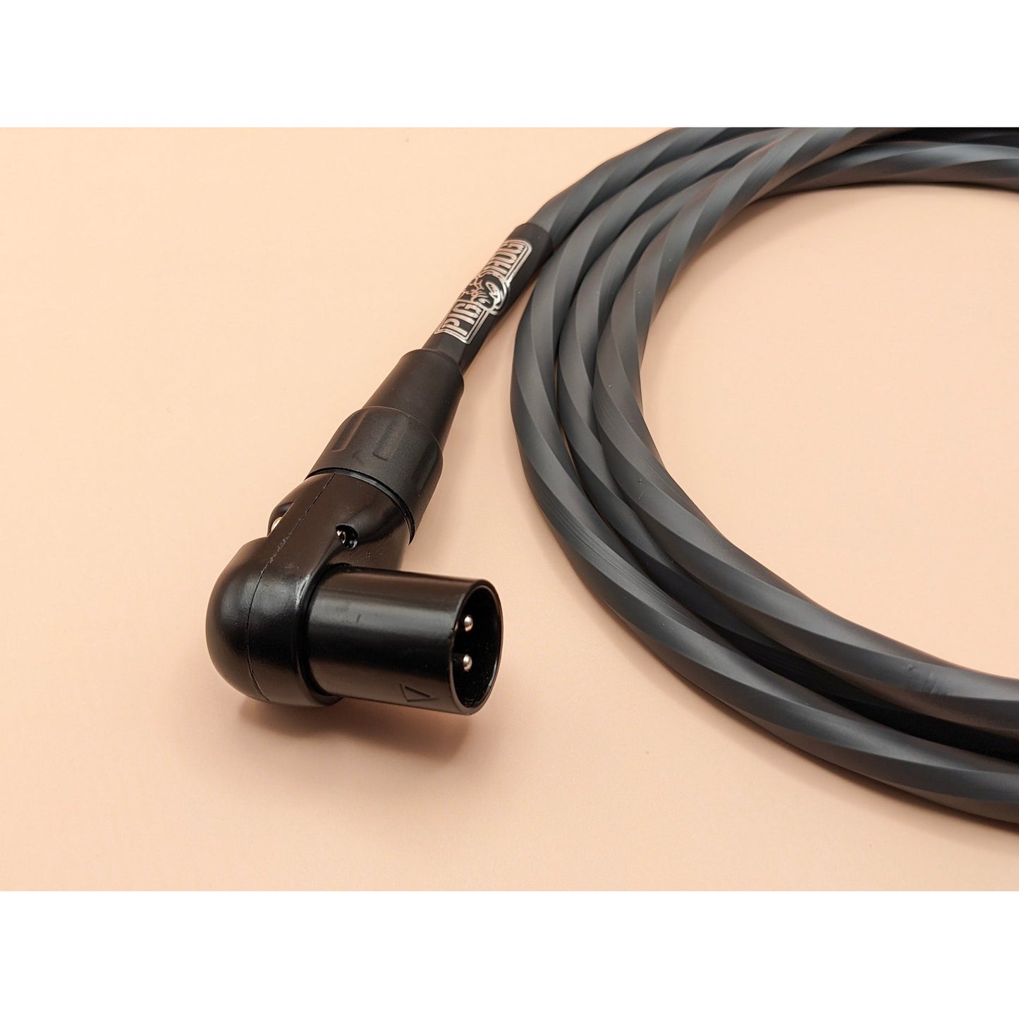 Pig Hog Hex Series Microphone Cable, 10 Foot - Grey - Right Angle