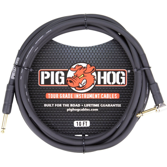 Pig Hog 10 Foot 1/4" - 1/4" Right Angle 8mm Instrument Cable