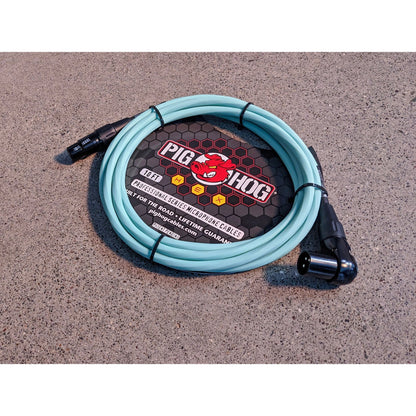 Pig Hog Hex Series Microphone Cable, 10 Foot - Seafoam Green - Right Angle