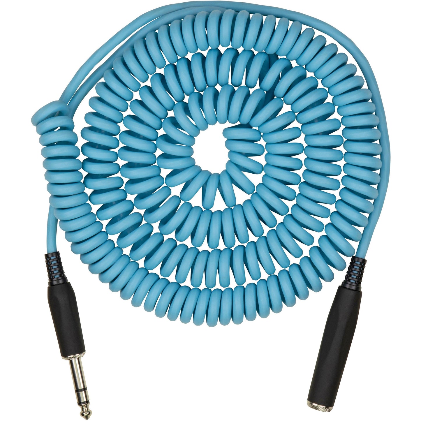 Pig Hog Hex Series Coiled Headphone Extension Cable 1/4" - 25 Foot - Daphne Blue