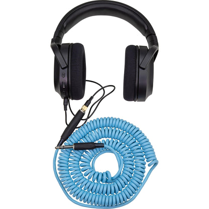 Pig Hog Hex Series Coiled Headphone Extension Cable 1/4" - 25 Foot - Daphne Blue