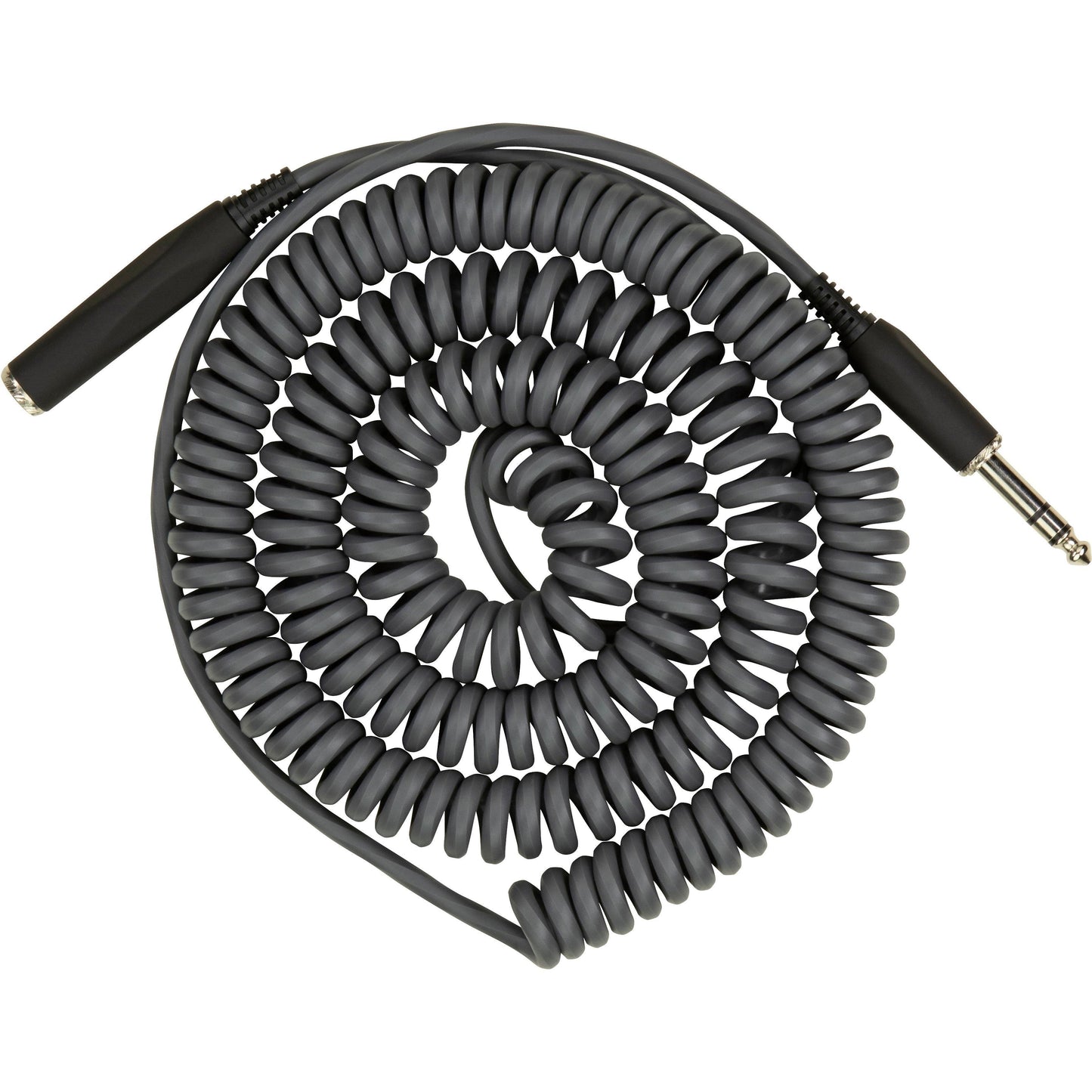 Pig Hog Hex Series Coiled Headphone Extension Cable 1/4" - 25 Foot - Charcoal Grey