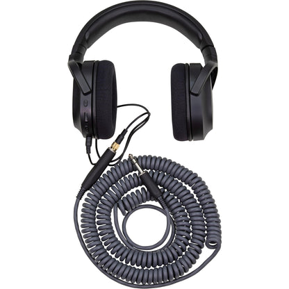 Pig Hog Hex Series Coiled Headphone Extension Cable 1/4" - 25 Foot - Charcoal Grey