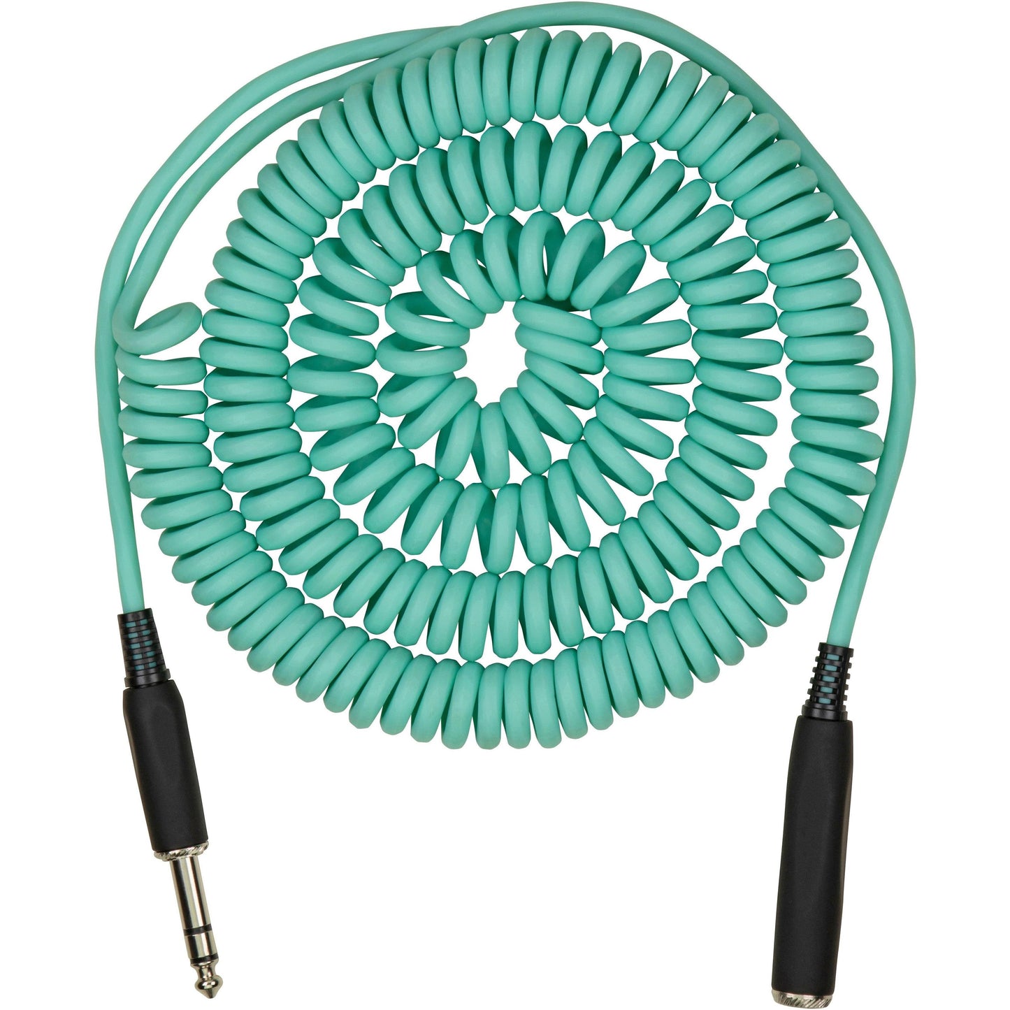 Pig Hog Hex Series Coiled Headphone Extension Cable 1/4" - 25 Foot - Seafoam Green