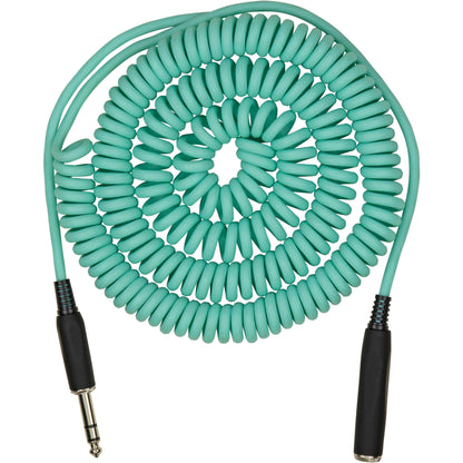 Pig Hog Hex Series Coiled Headphone Extension Cable 1/4" - 25 Foot - Seafoam Green
