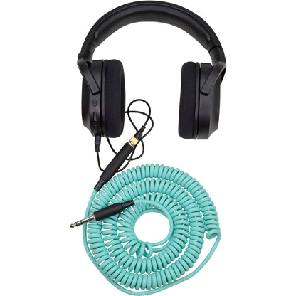 Pig Hog Hex Series Coiled Headphone Extension Cable 1/4" - 25 Foot - Seafoam Green
