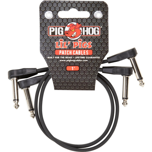 Pig Hog Lil' Pigs Low Profile 1 Foot Patch Cables, 2 Pack