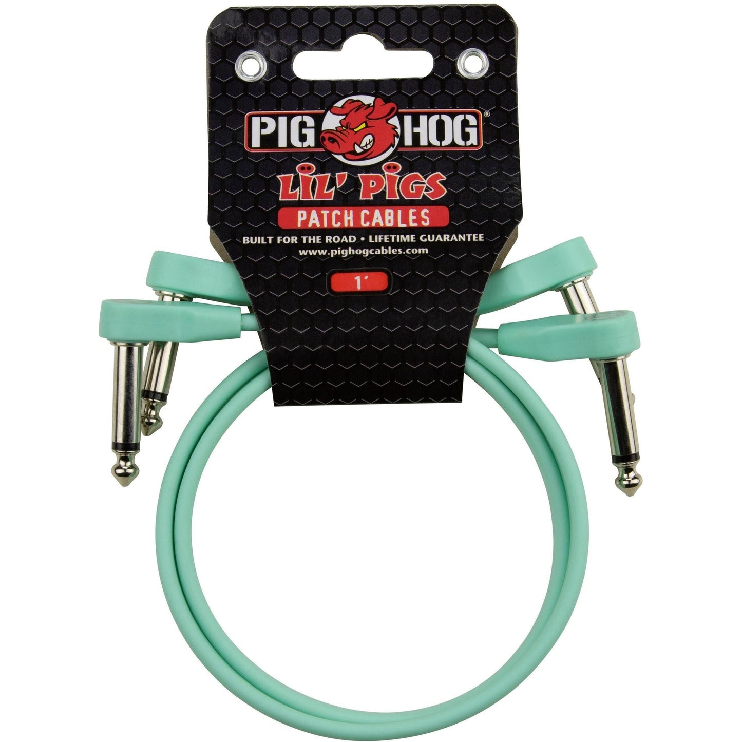 Pig Hog Lil Pigs 1 Foot Low Profile Patch Cables - 2 Pack - Seafoam Green