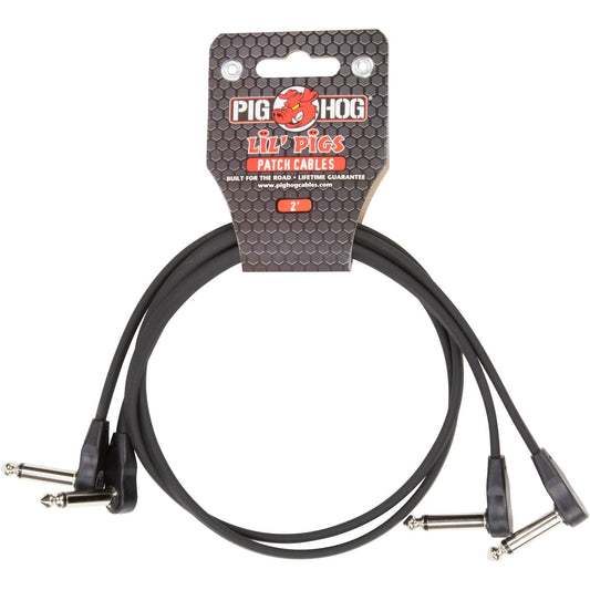 Pig Hog Lil' Pigs Low Profile 2 Foot Patch Cables, 2 Pack