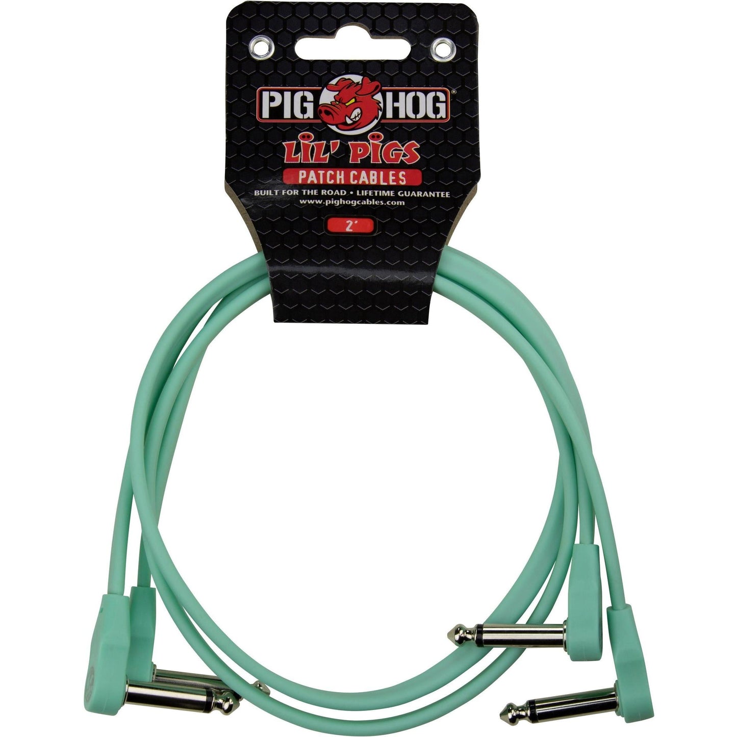 Pig Hog Lil Pigs 2 Foot Low Profile Patch Cables - 2 Pack - Seafoam Green