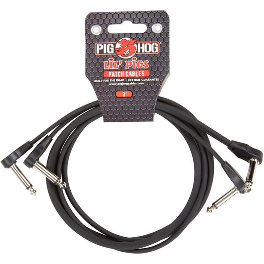 Pig Hog Lil' Pigs Low Profile 3 Foot Patch Cables, 2 Pack