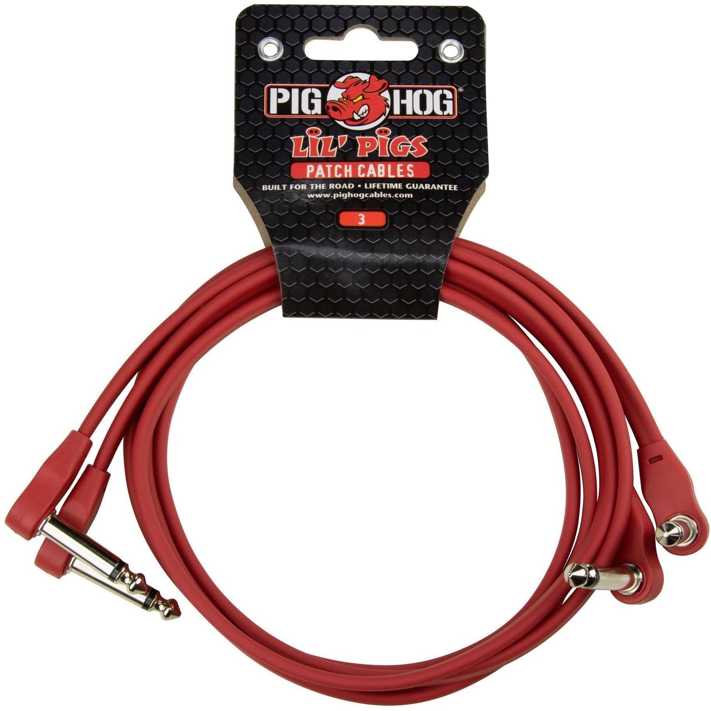 Pig Hog Lil Pigs 3 Foot Low Profile Patch Cables - 2 Pack - Candy Apple Red