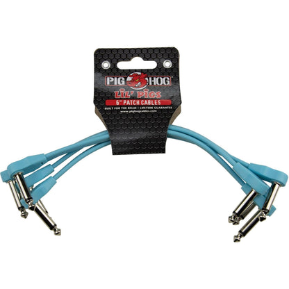 Pig Hog Lil Pigs 6" Low Profile Patch Cables - 4 Pack - Daphne Blue