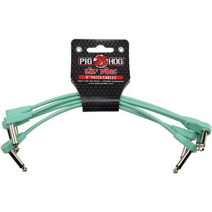 Pig Hog Lil' Pigs Low Profile 6" Patch Cables, 4 Pack - Seafoam Green