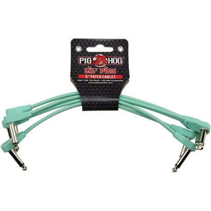 Pig Hog Lil Pigs 6" Low Profile Patch Cables - 4 Pack - Seafoam Green