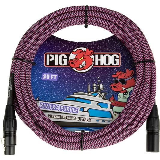 Pig Hog "Riviera Purple" Woven Microphone Cable XLR - 20 Foot
