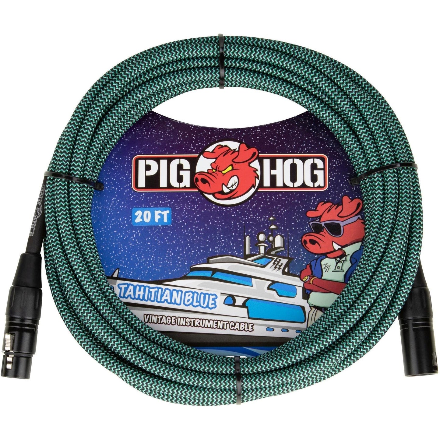 Pig Hog "Tahitian Blue" Woven Microphone Cable XLR - 20 Foot