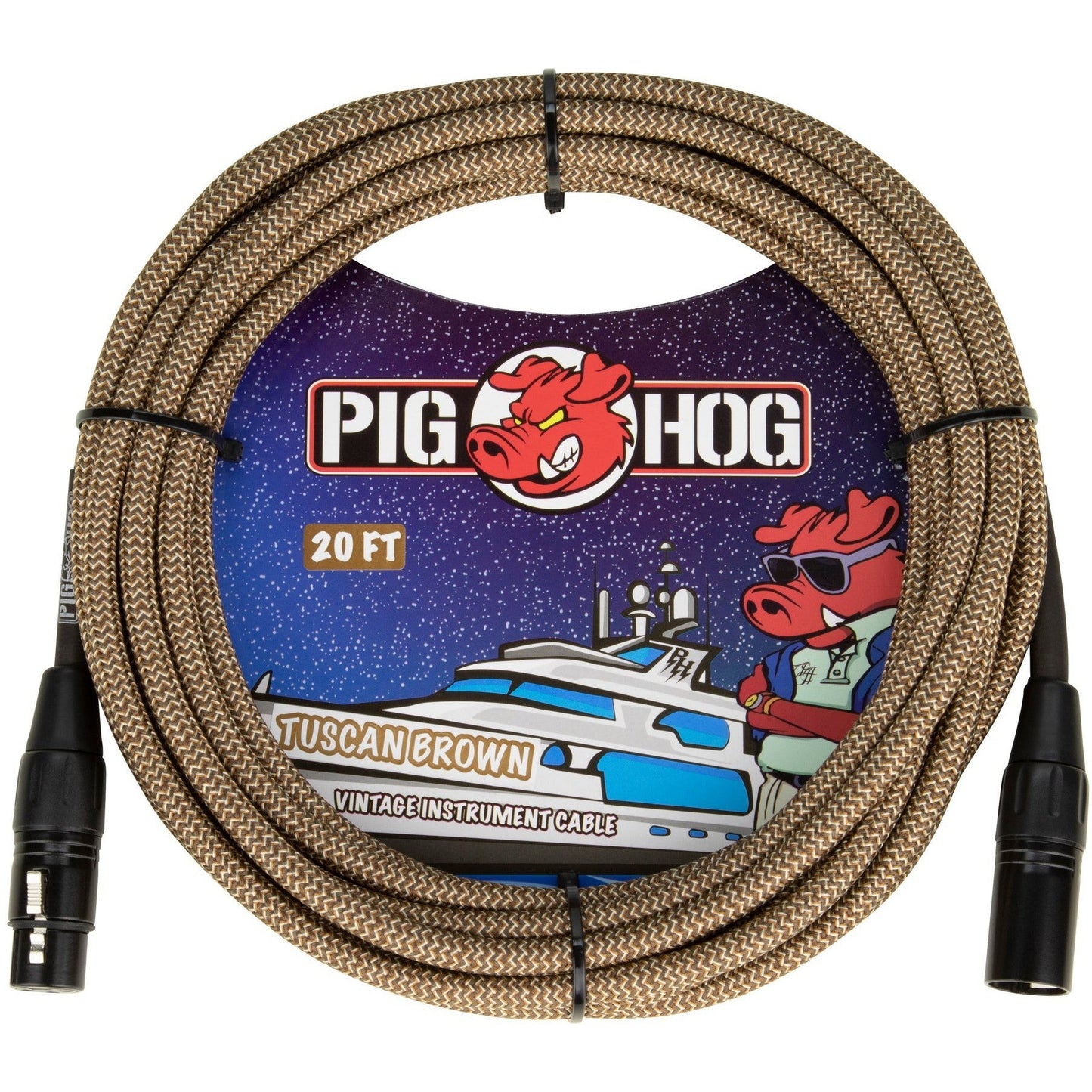 Pig Hog Tuscan Brown Woven Microphone Cable, 20 Foot XLR