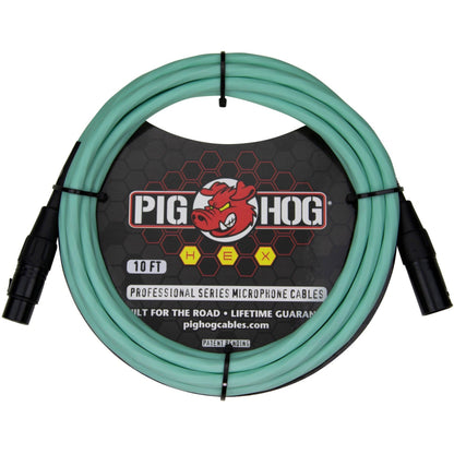 Pig Hog Hex Series Microphone Cable, 10 Foot - Seafoam Green