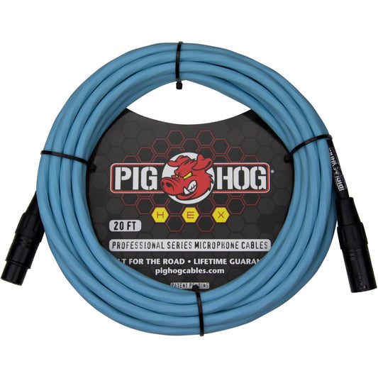 Pig Hog Hex Series Microphone Cable - 20 Foot - Daphne Blue