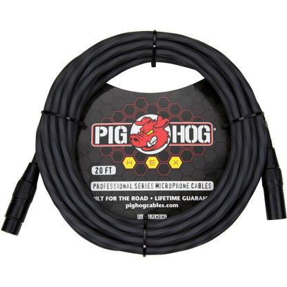 Pig Hog Hex Series Microphone Cable, 20 Foot - Grey