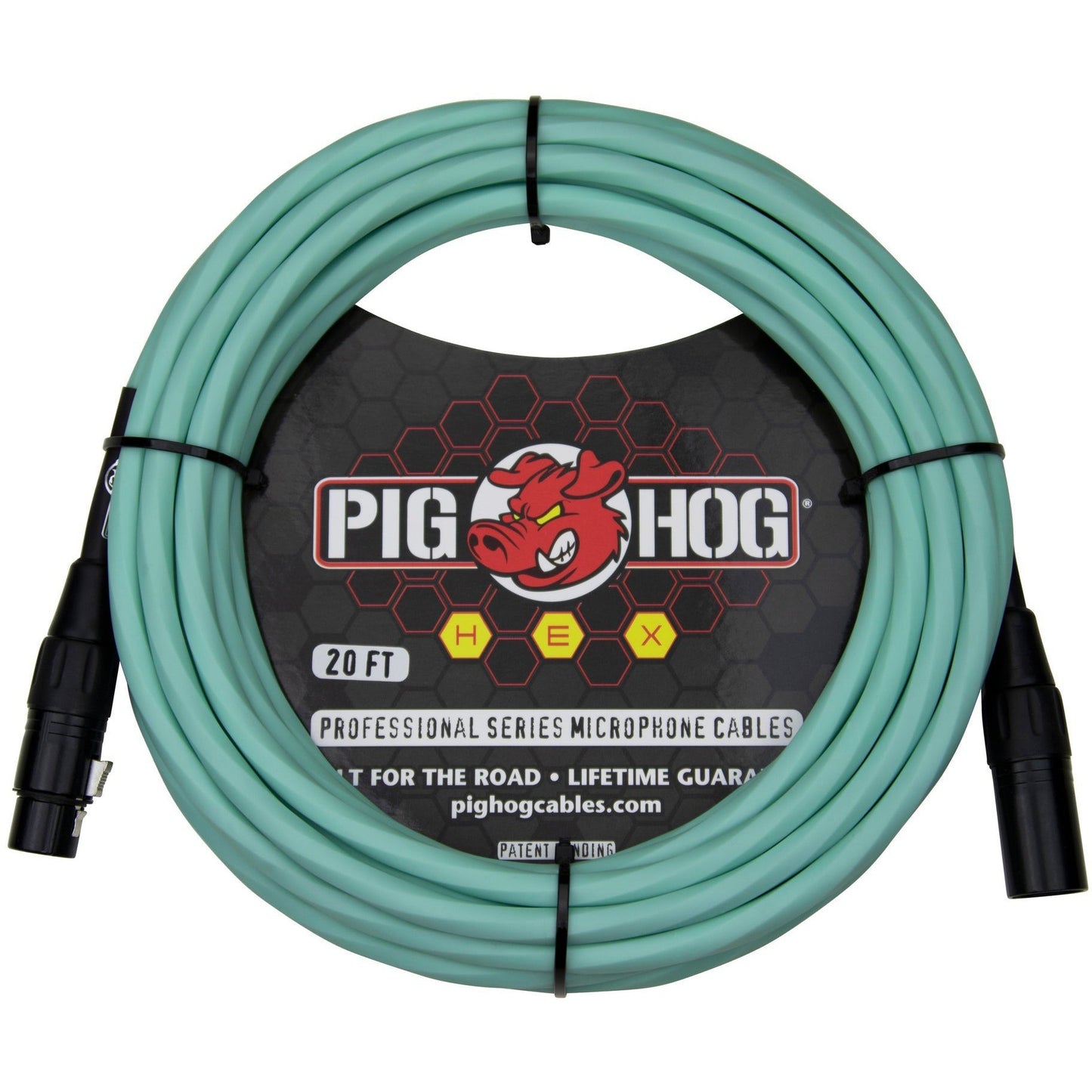 Pig Hog Hex Series Microphone Cable, 20 Foot - Seafoam Green