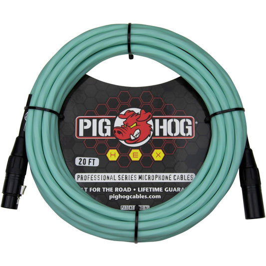 Pig Hog Hex Series Microphone Cable - 20 Foot - Seafoam Green