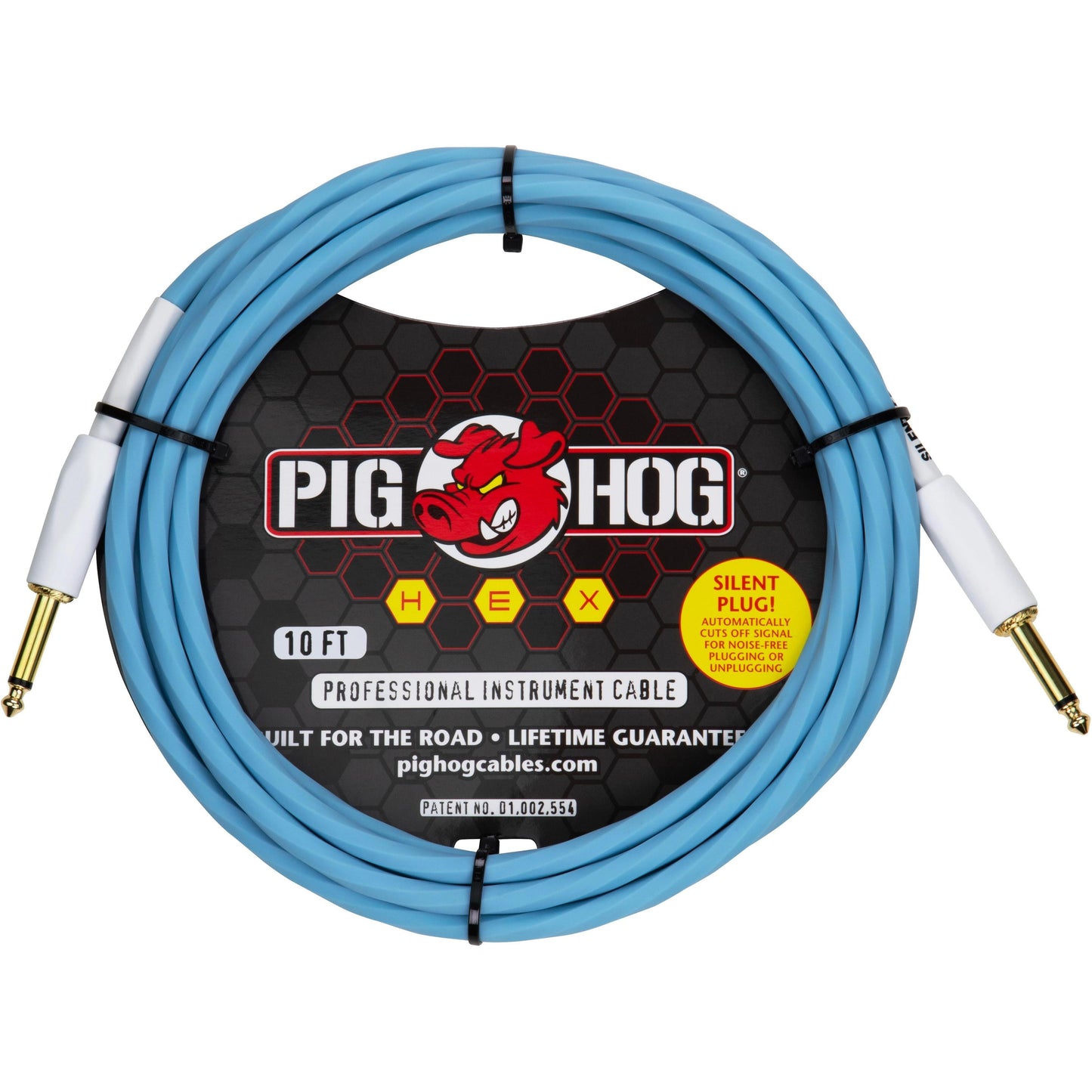 Pig Hog Hex Series Silent Cable - 10 Foot - Daphne Blue