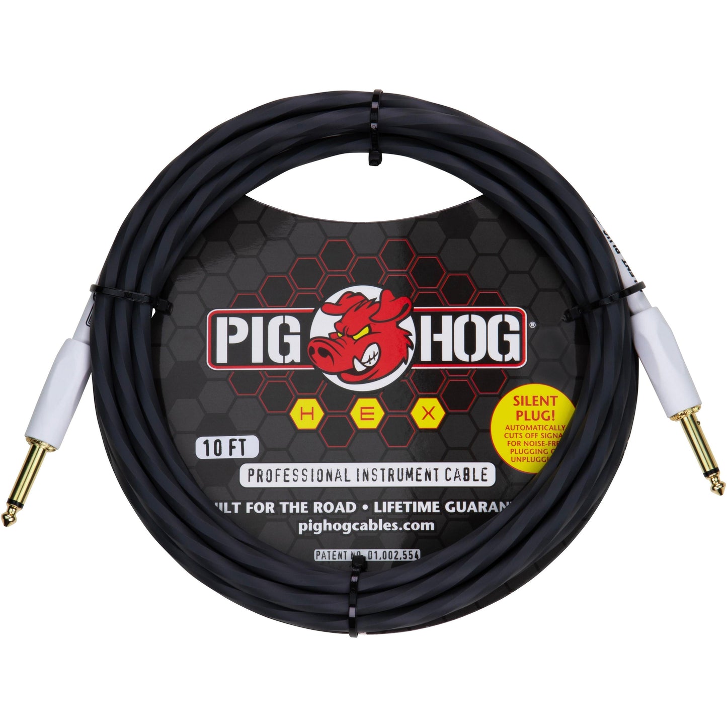 Pig Hog Hex Series Silent Cable - 10 Foot - Grey